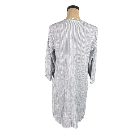 J. Jill‎ Ocean Breeze blue and white striped embroidered long-sleeve dress SZ S - Picture 5 of 10